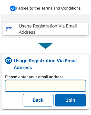 メールアドレスで登録するを選択した画面の画像